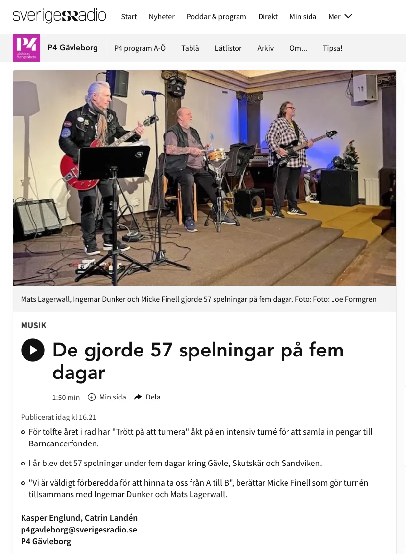 Matte Lagerwall gjorde 57 spelningar på fem dagar.